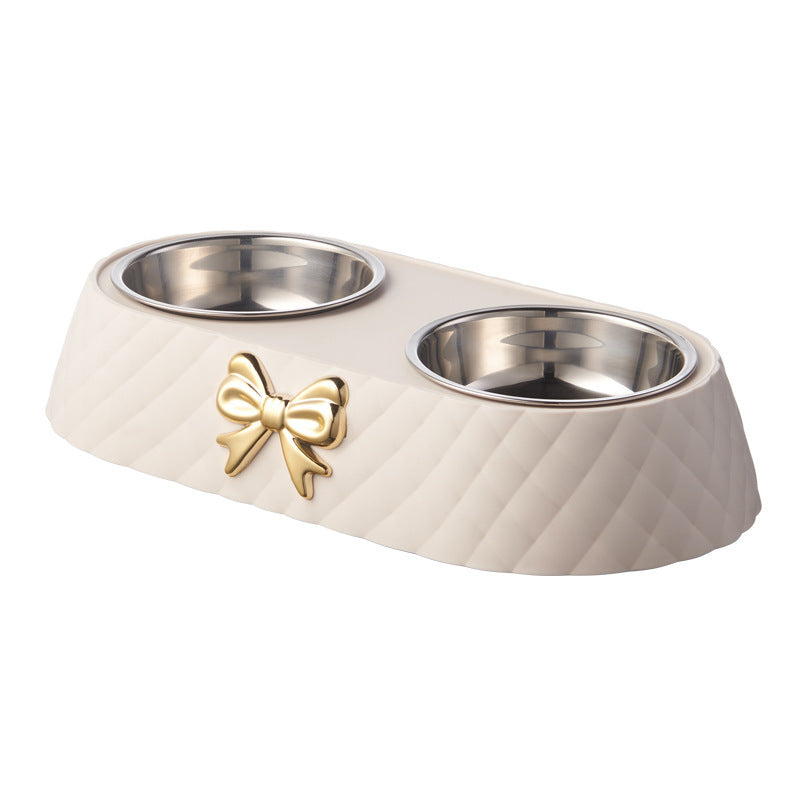 Bowknot Cat Food Bowl PP Cat Bowl